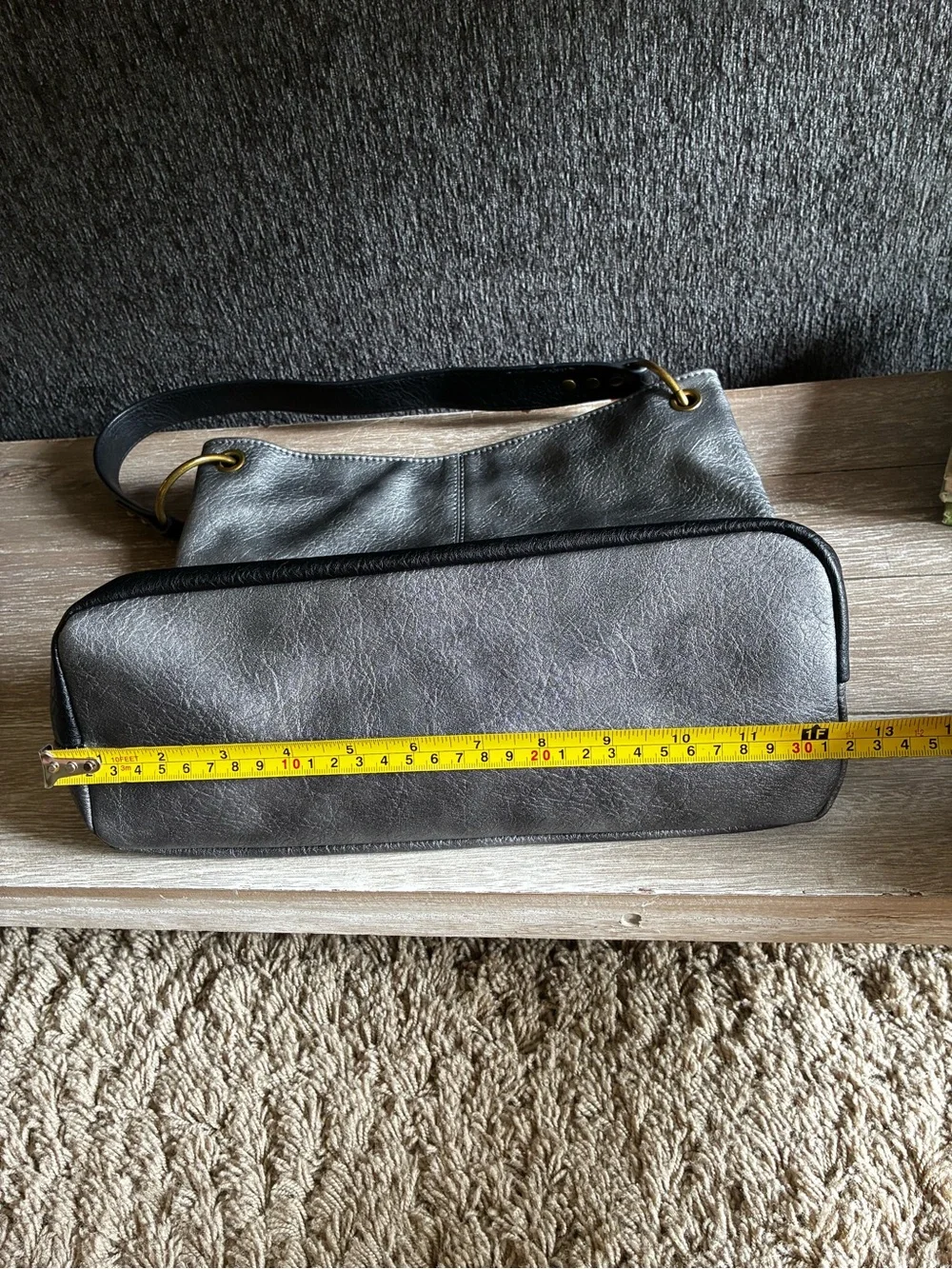Montana West Gray and Black Shoulder Bag with Gold Accents
